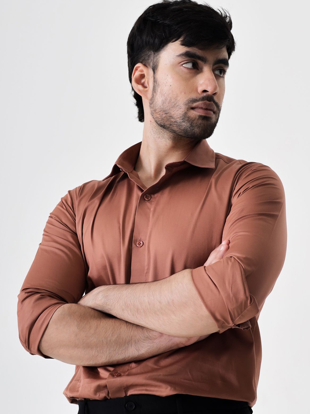 

Beyours Men Classic Opaque Casual Shirt, Brown