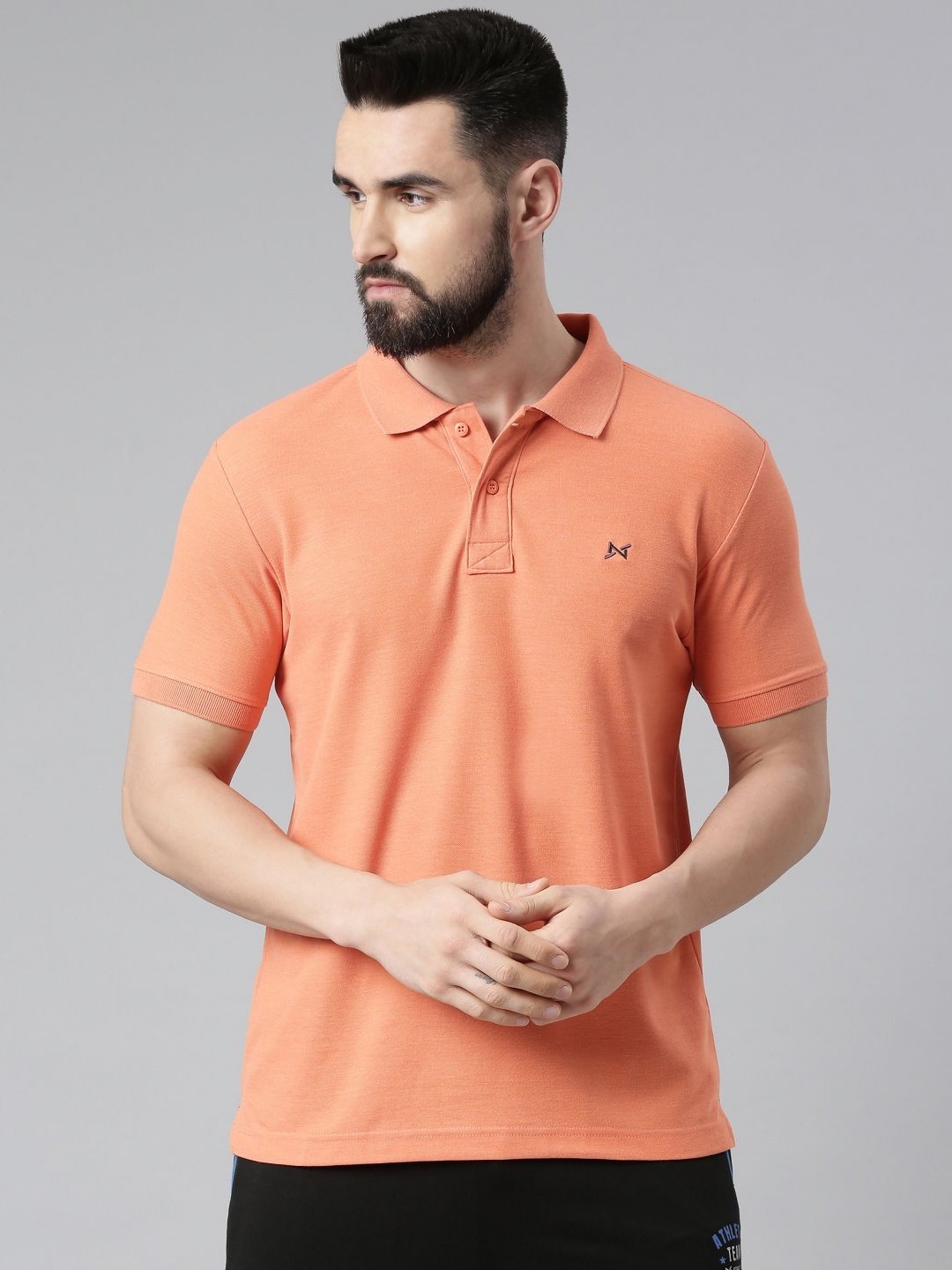 

Force NXT Men Solid Polo Collar Cotton T-shirt, Orange