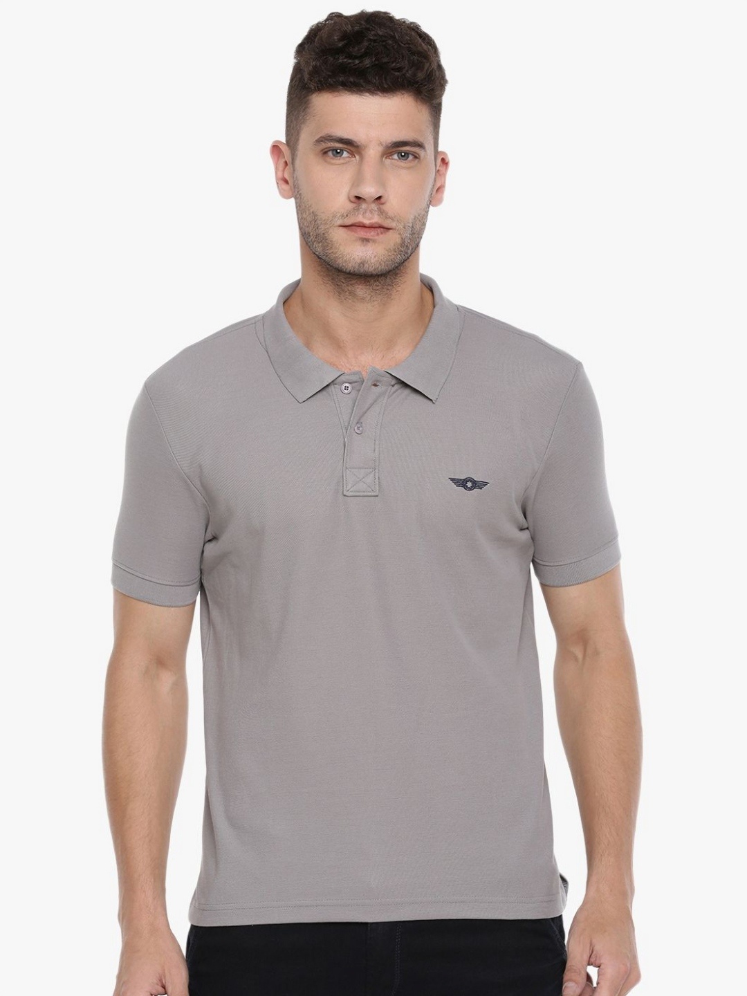 

Force NXT Men Solid Polo Collar Cotton T-shirt, Grey