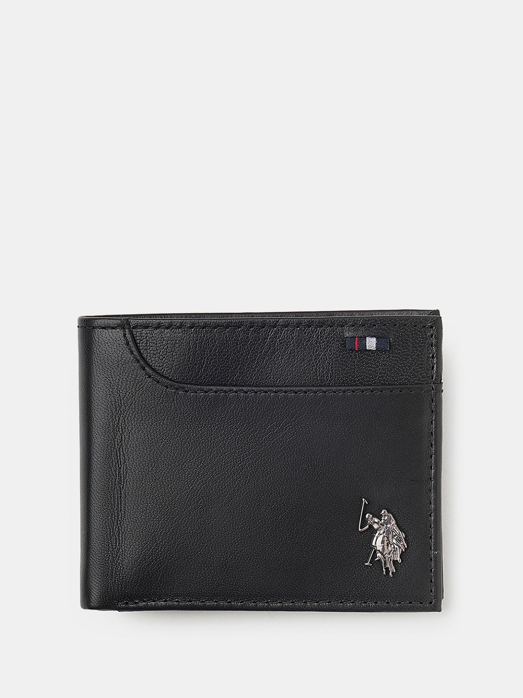 

U.S. Polo Assn. Opera Men Textured Leather Two Fold Wallet, Black