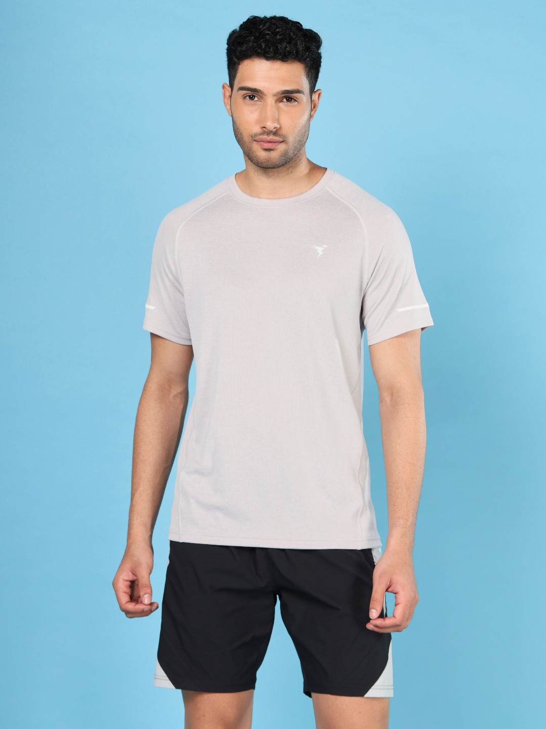 

Technosport Men Round Neck UPF50 Slim Fit Sports T-shirt, Grey