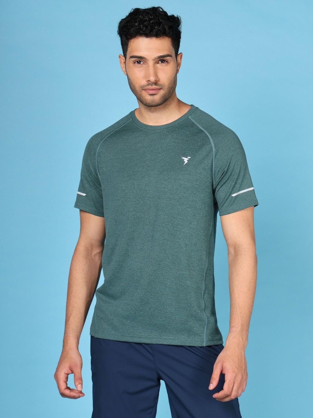 

Technosport Men Solid Round Neck UPF50 Slim Fit Sports T-shirt, Green