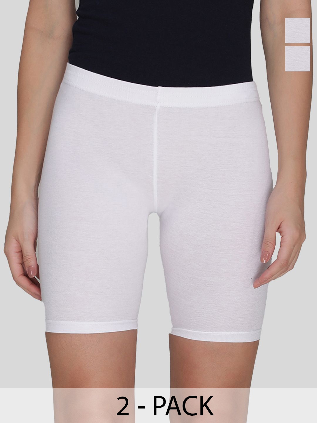 

AMUL COMFY Pack of 2 Women Cotton Lounge Shorts, White