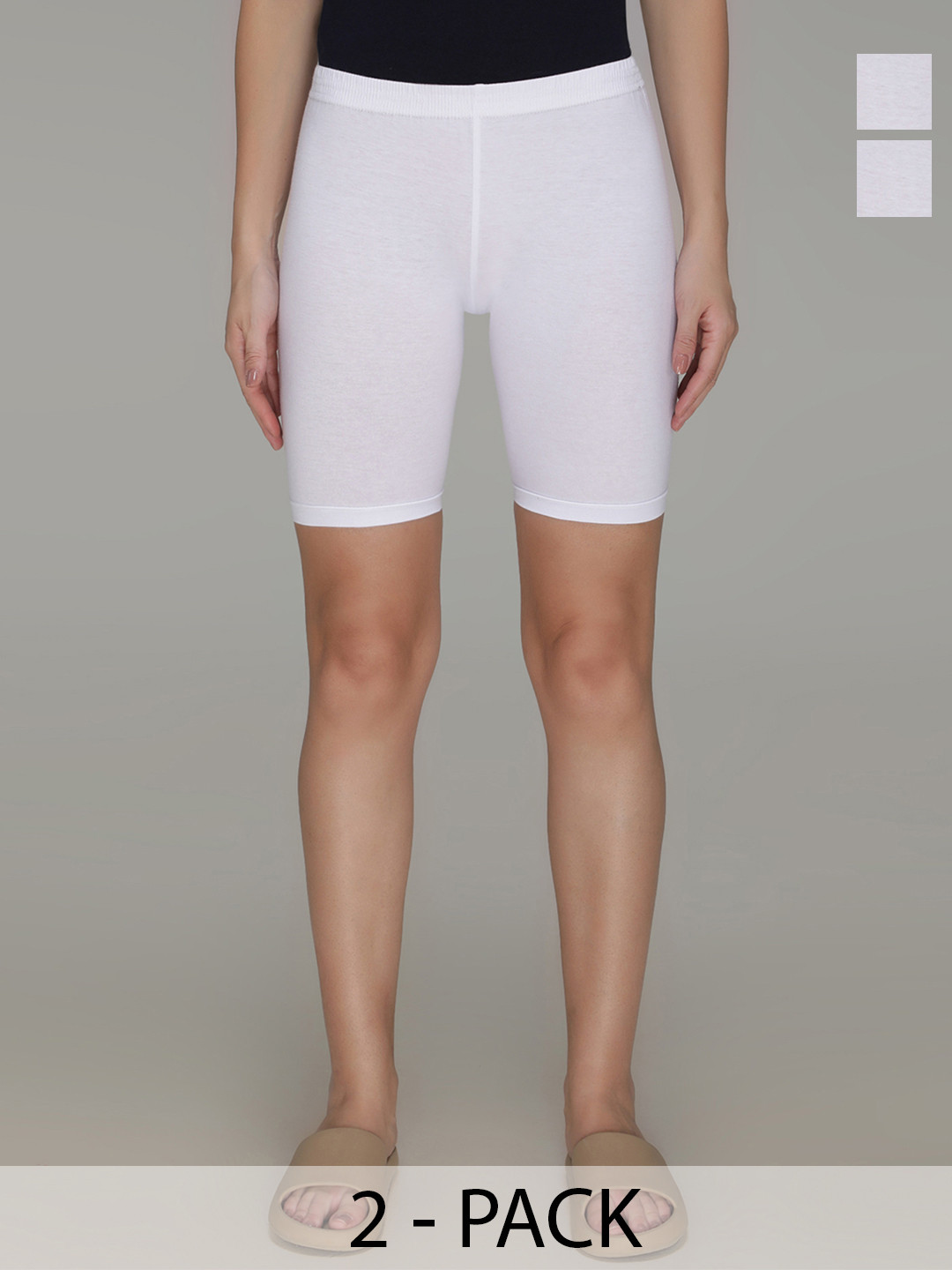 

AMUL COMFY Women Lounge Shorts Pack of 2, White