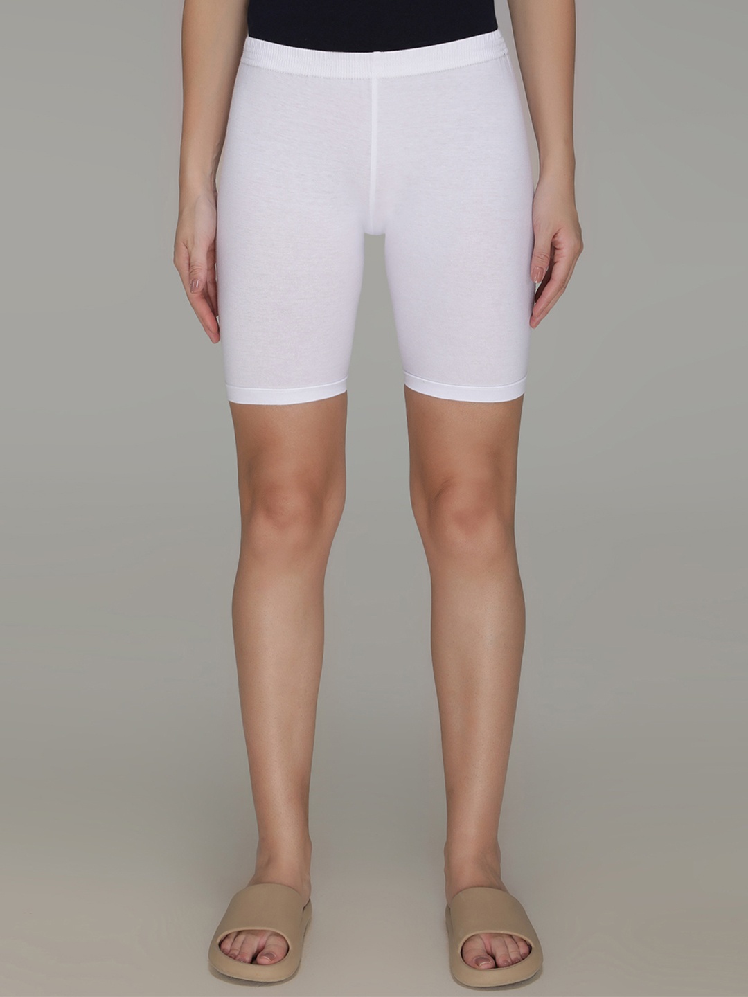 

AMUL COMFY Pack of 2 Women High-Rise Cotton Lounge Shorts, White
