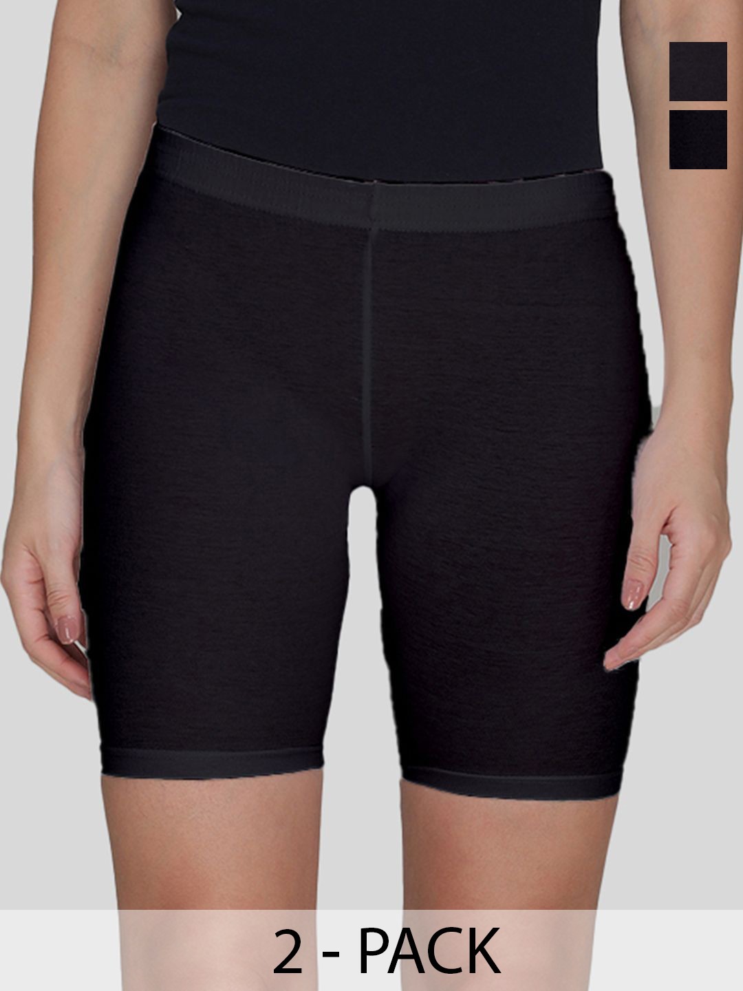 

AMUL COMFY Cotton Lounge Shorts pack of 2, Black