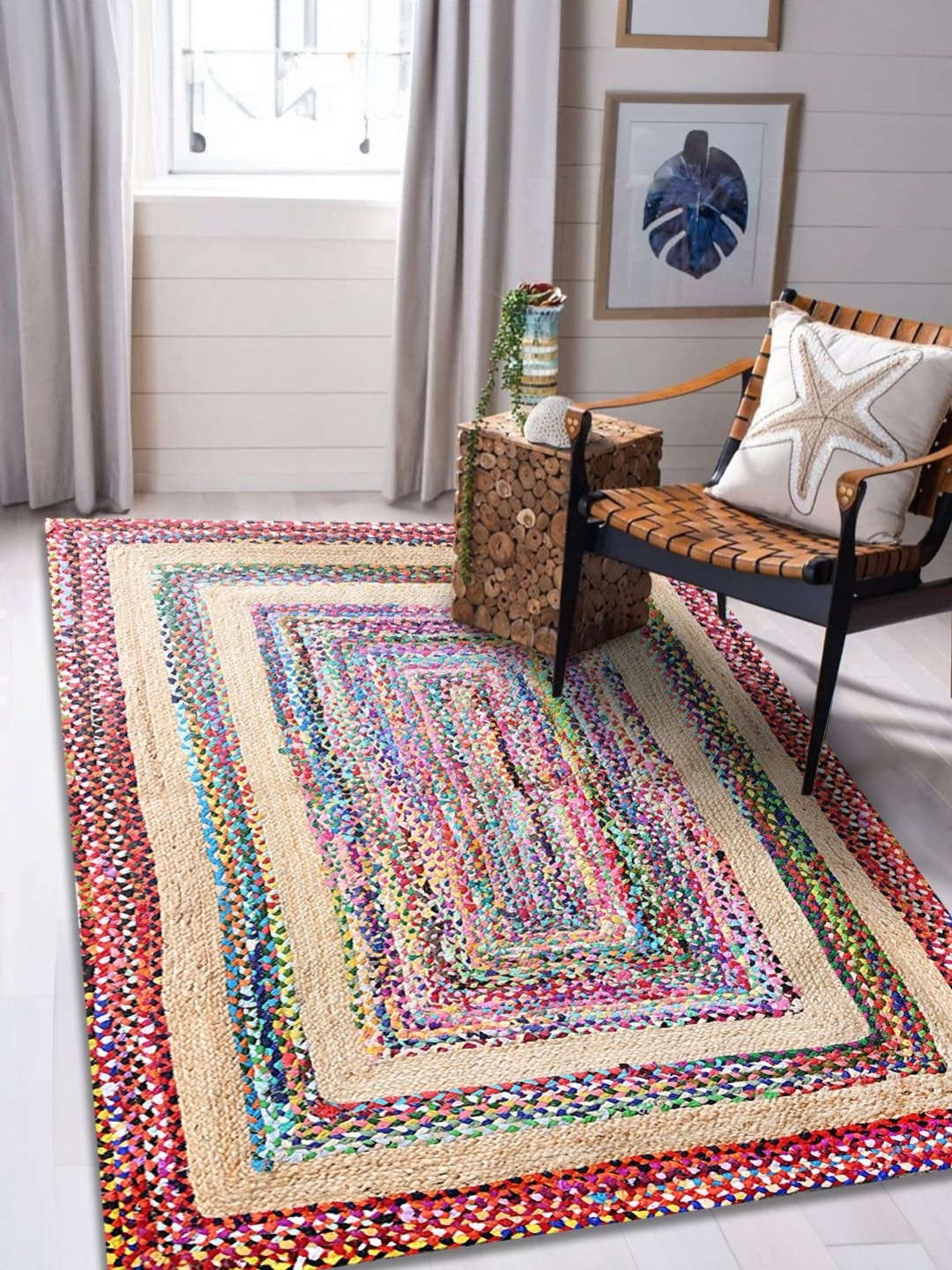 

Cortina Pink & Purple Geometric Braided Reversible Carpet