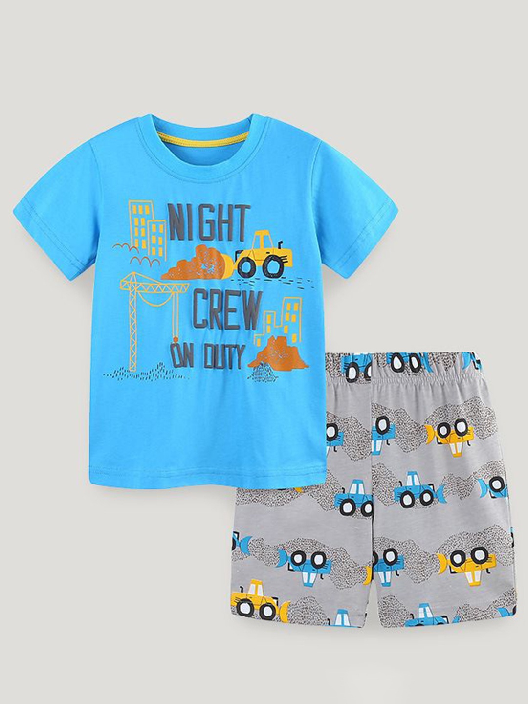 

StyleCast Boys Blue Typography Printed Pure Cotton T-shirt with Shorts