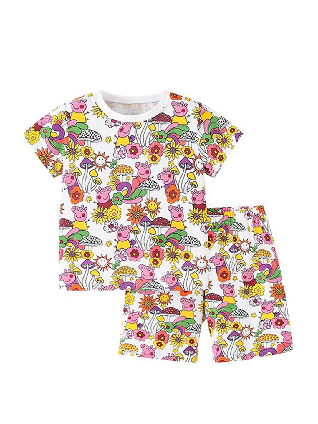 

StyleCast Girls White Floral Printed Pure Cotton Top with Shorts