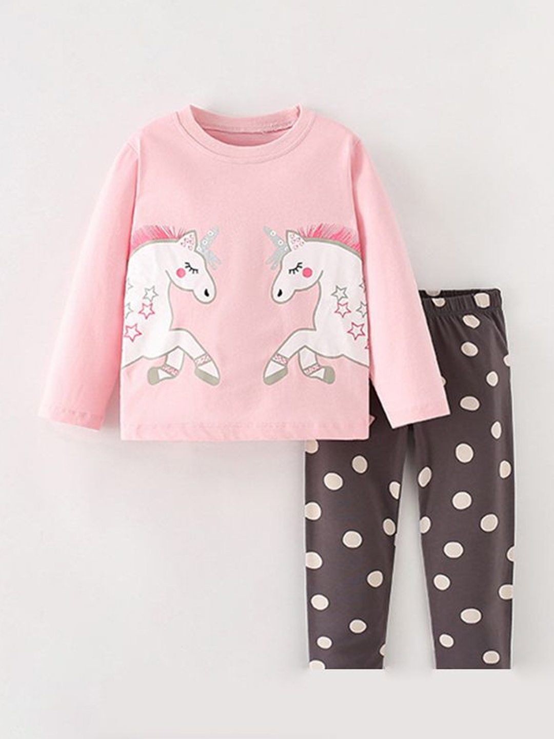 

StyleCast Girls Pink Printed Pure Cotton T-shirt With Trousers