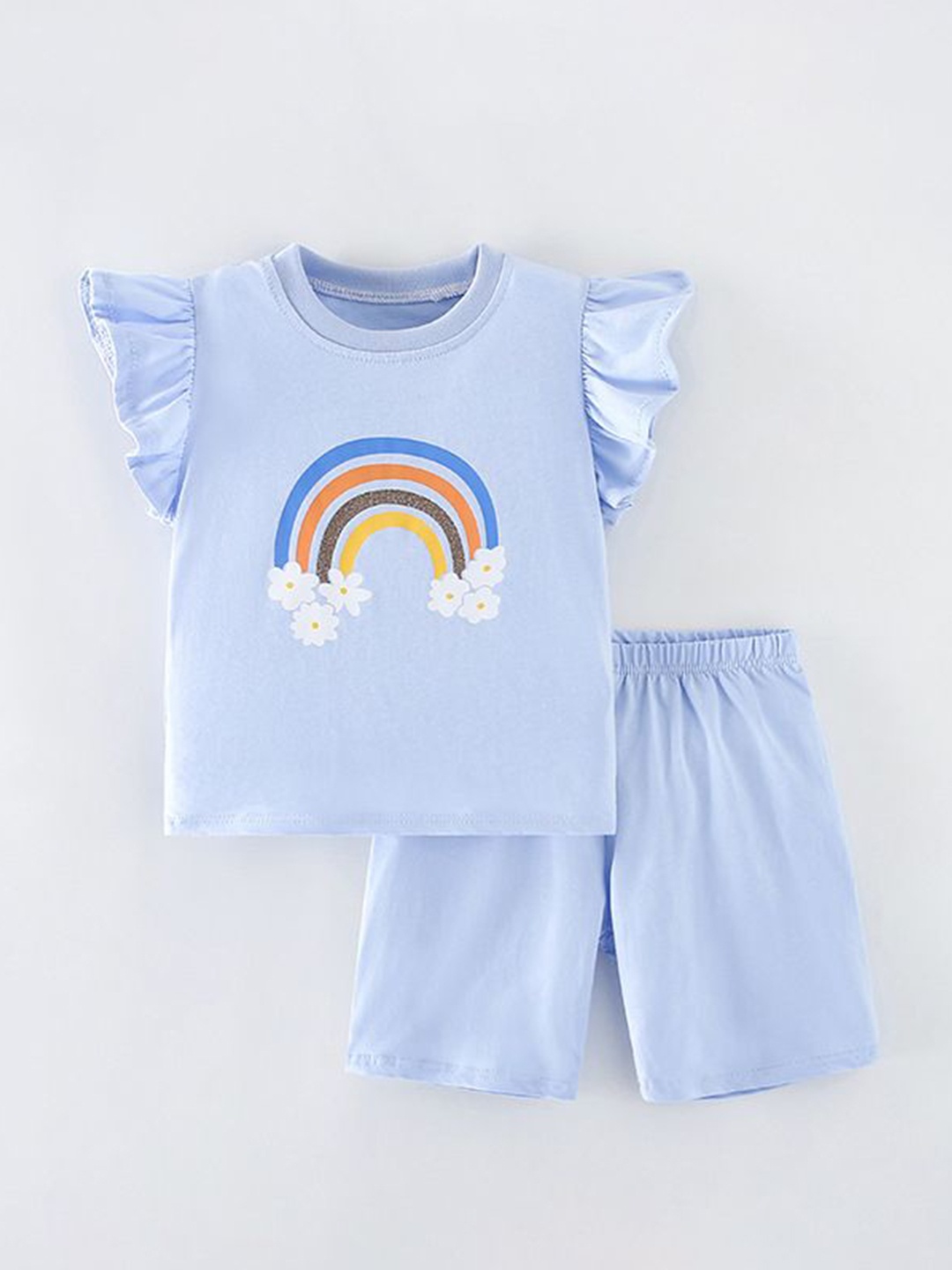 

StyleCast Girls Printed Pure Cotton Top with Shorts, Blue