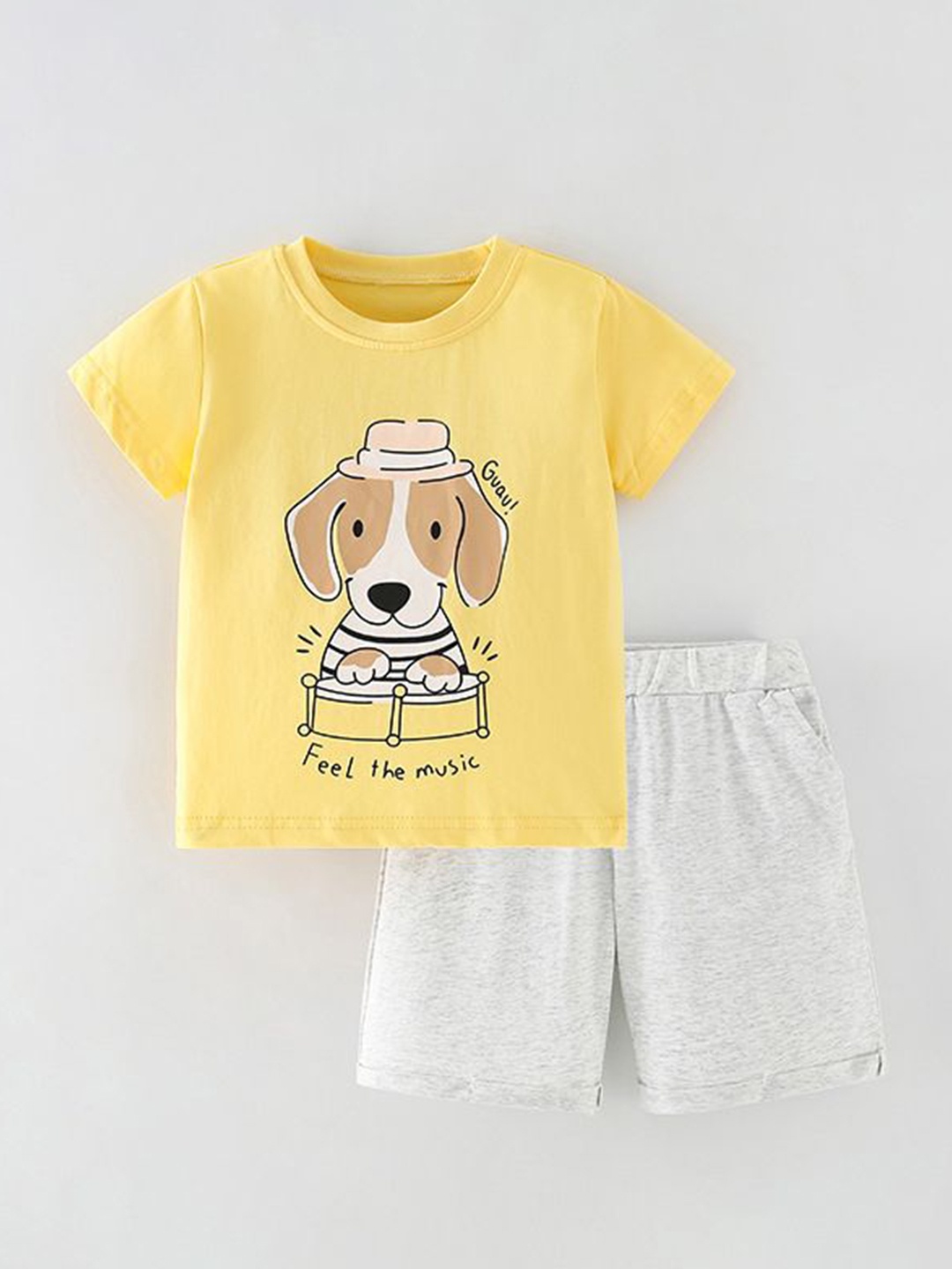 

StyleCast Girls Printed Pure Cotton Top with Shorts, Yellow