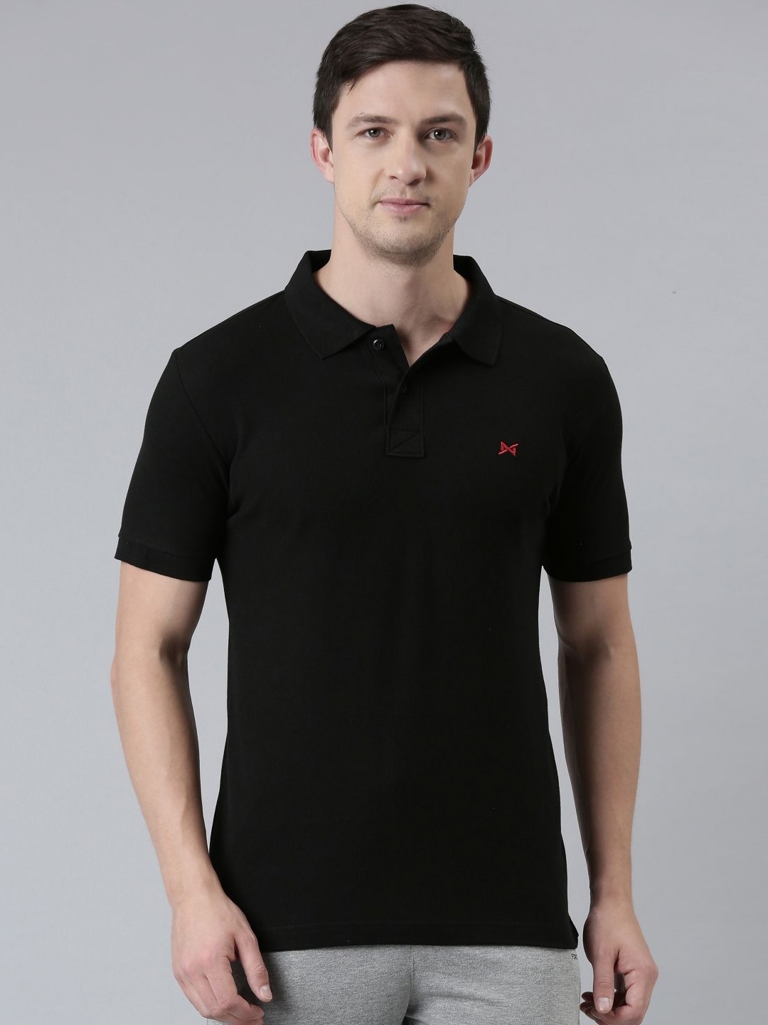 

Force NXT Men Solid Polo Collar Cotton T-shirt, Black
