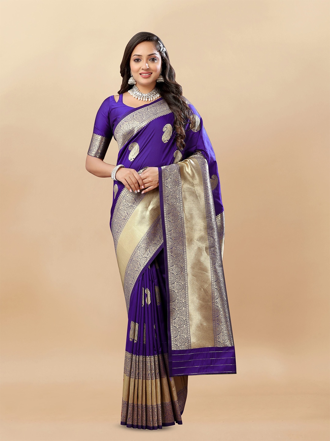 

Upalksh Woven Design Zari Banarasi Saree, Purple