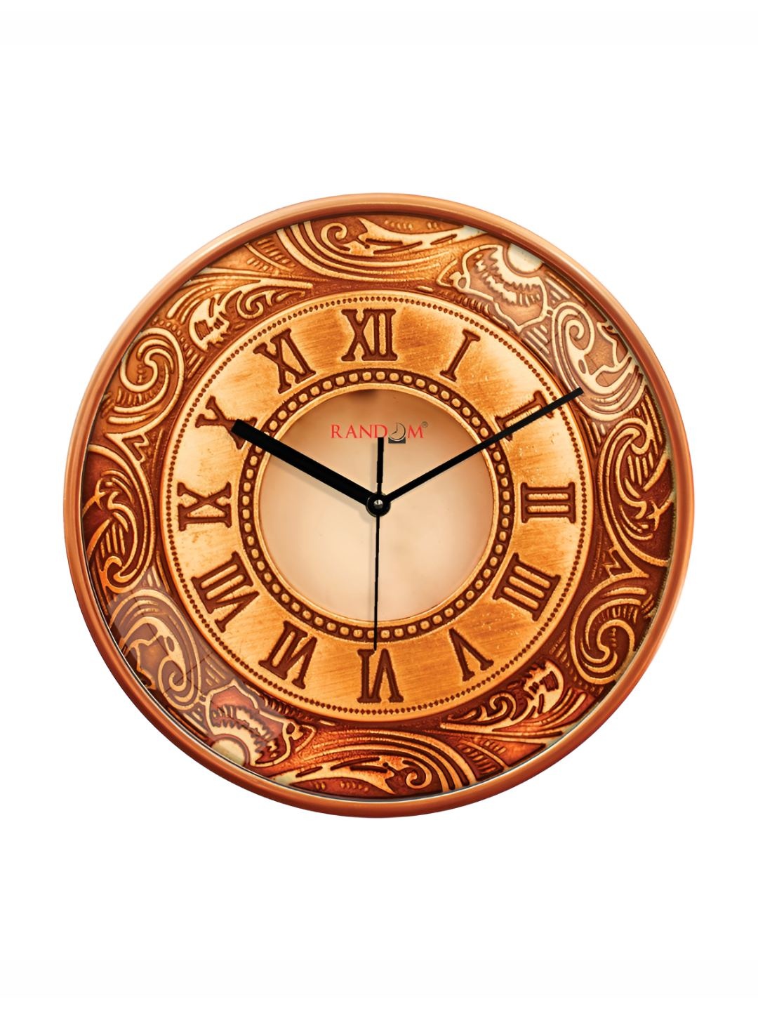 

RANDOM Printed Round Shaped Sweep Silent Movement Contemporary Wall Clock, Brown