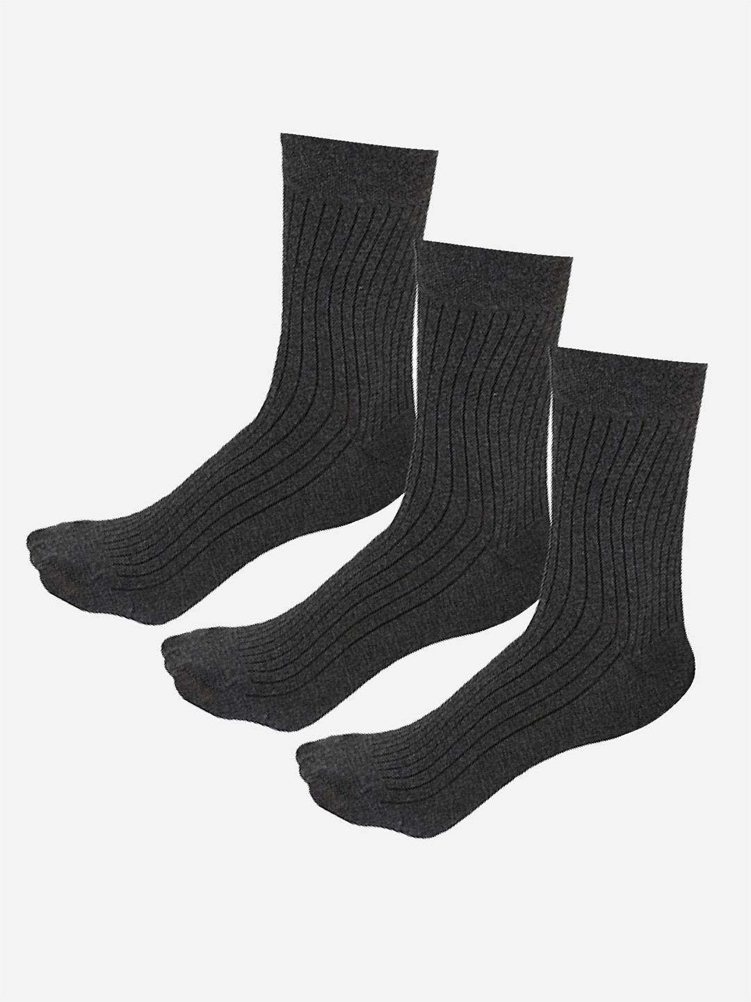 

Bodycare Pack Of 3 Striped Mid Calf Length Socks, Grey