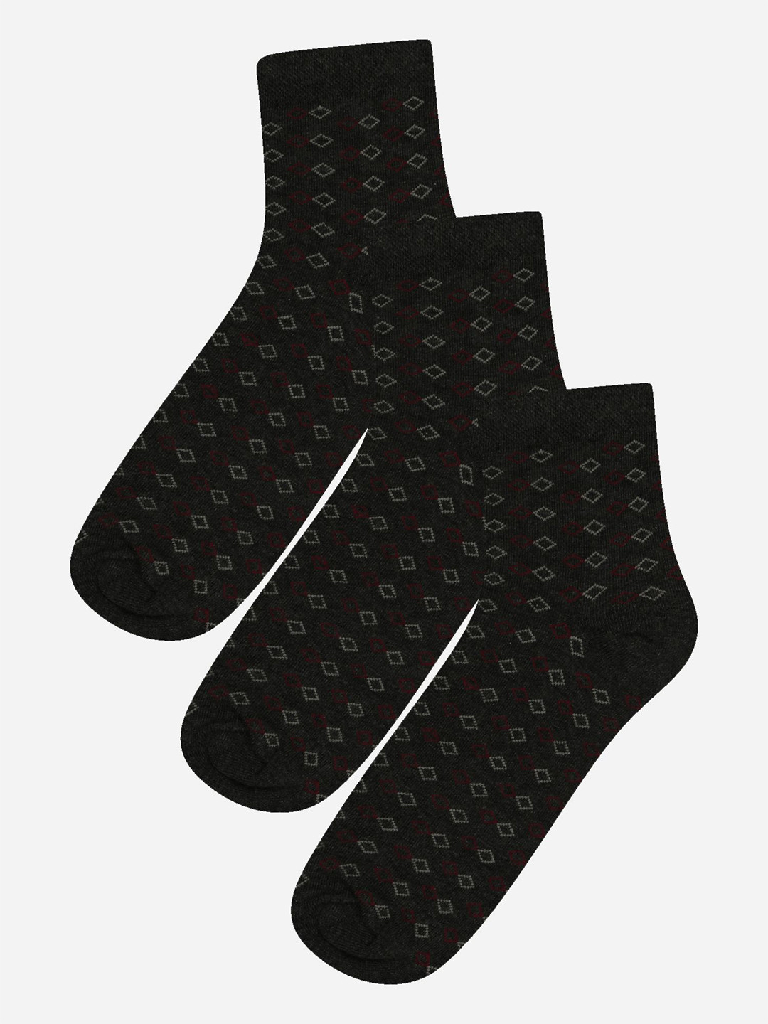 

Bodycare Pack Of 3 Printed Cotton Ankle-Length Socks, Black