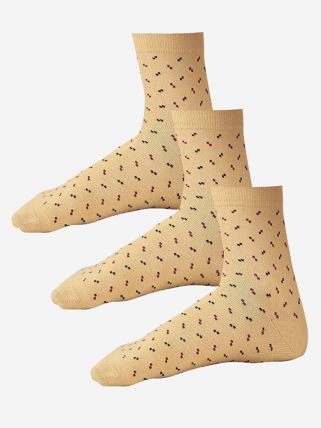 

Bodycare Pack Of 3 Printed Ankle-Length Socks, Beige