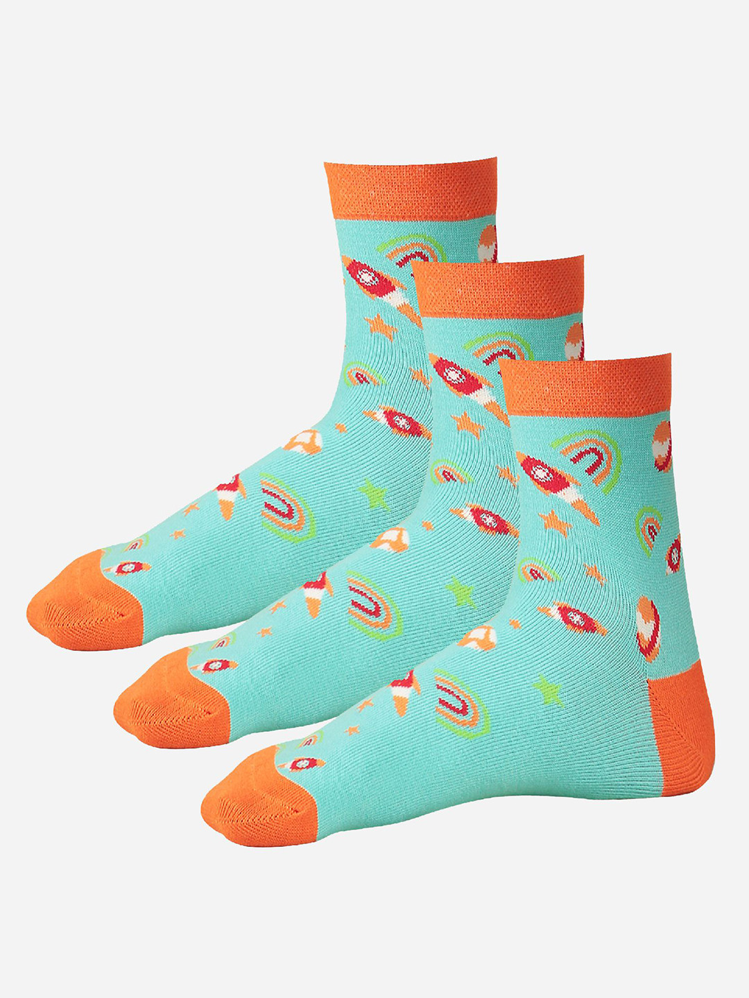 

Bodycare Men Pack Of 3 Patterned Ankle-Length Socks, Teal
