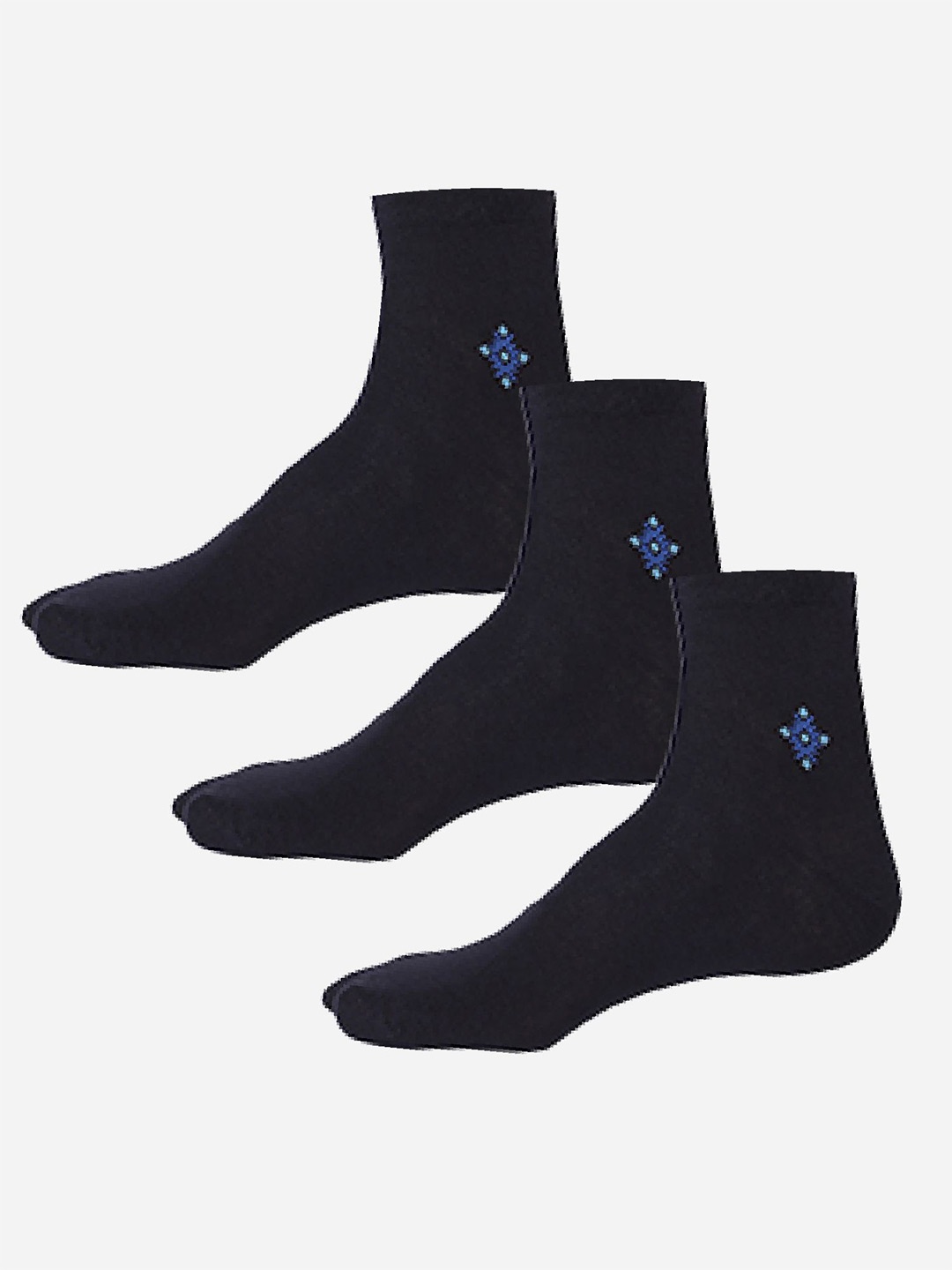 

Bodycare Pack Of 3 Patterned Ankle - Length socks, Navy blue