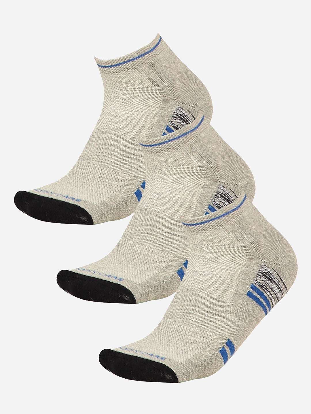 

Bodycare Men Pack Of 3 Printed Ankle-Length Socks, Grey melange