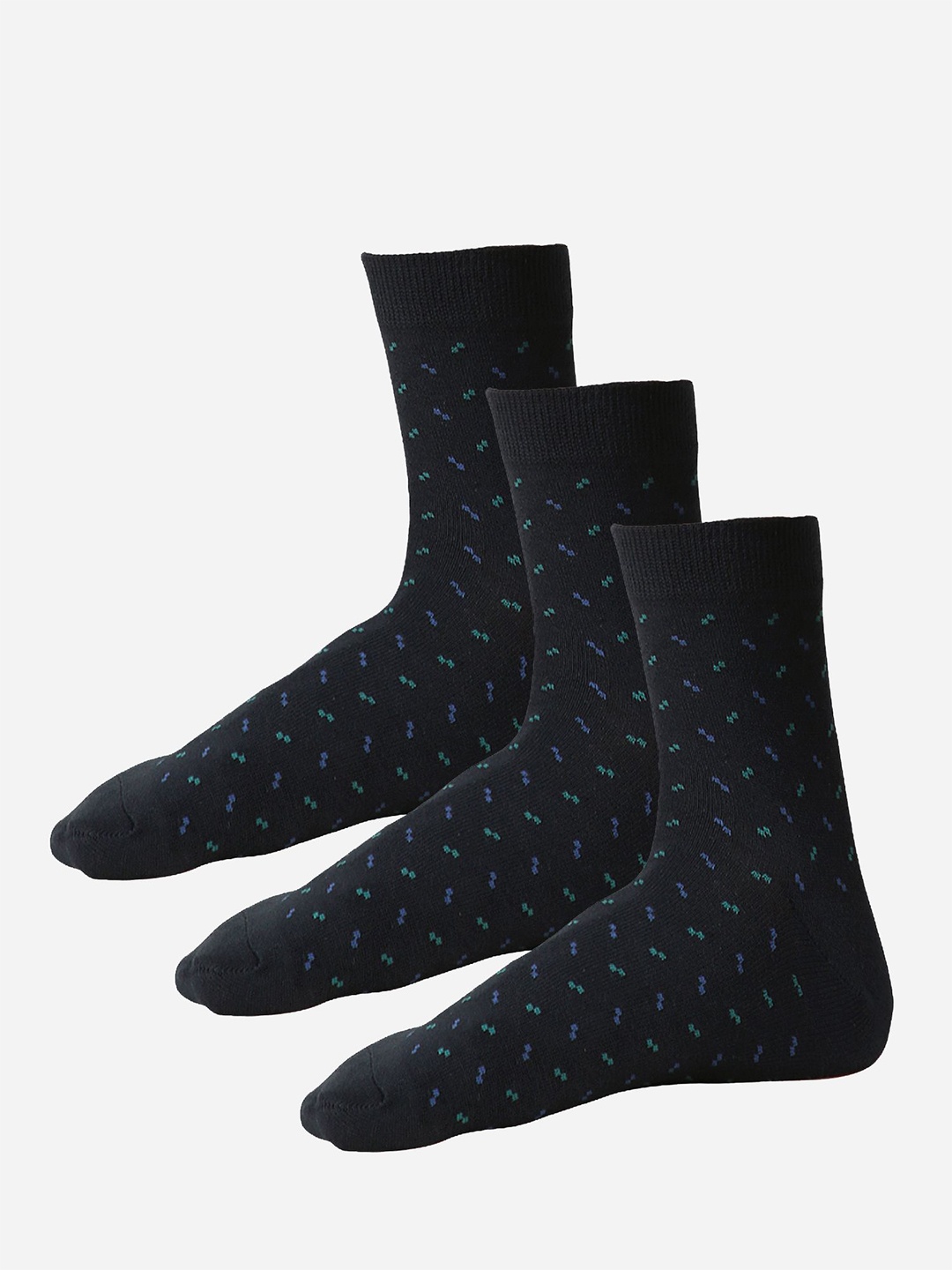 

Bodycare Men Pack Of 3 Patterned Ankle-Length Socks, Navy blue