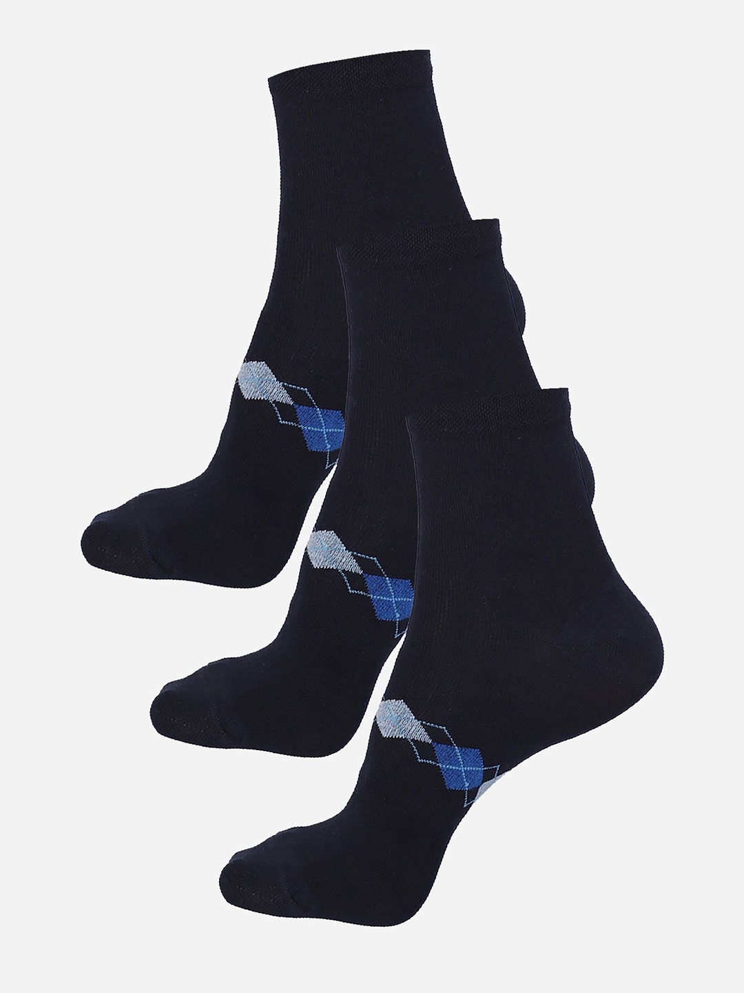 

Bodycare Pack Of 3 Printed Ankle-Length Socks, Navy blue
