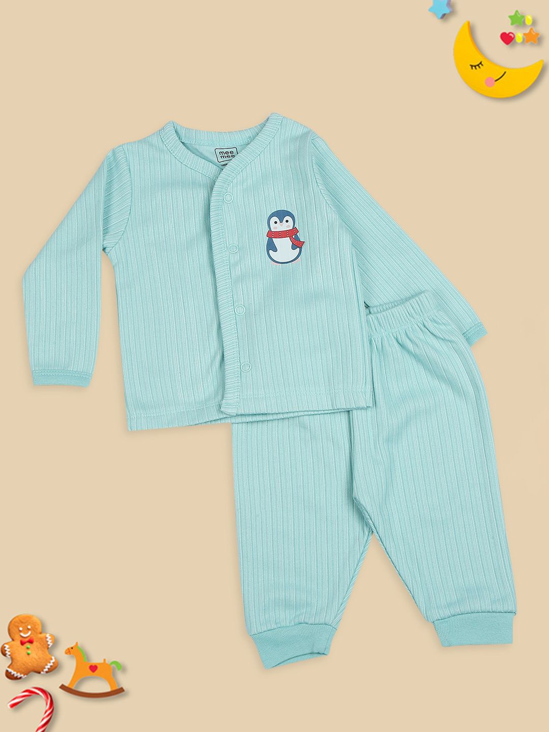 

MeeMee Infant Boys Striped Thermal Set, Turquoise blue