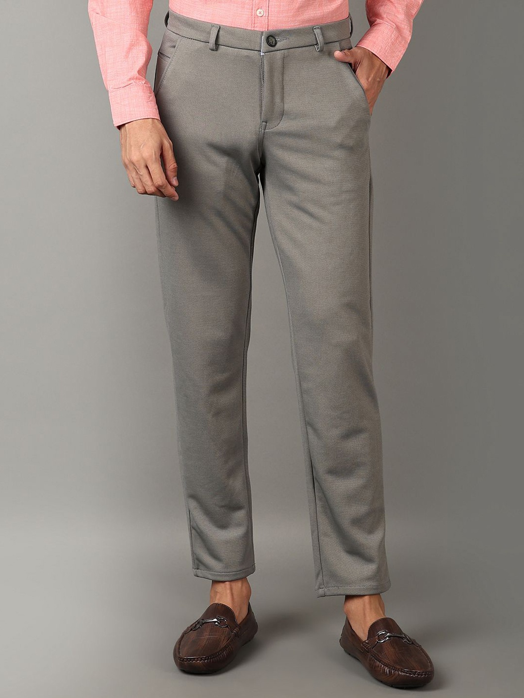

V-Mart Men Mid-Rise Regular Fit Trousers, Grey