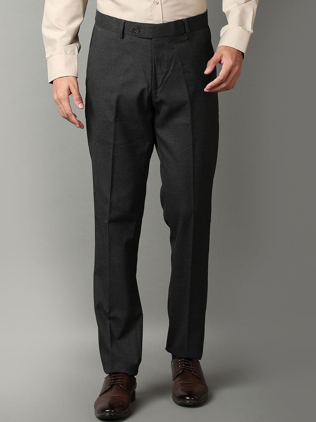 

J White by Vmart Men Slim Fit Mid-Rise Formal Trousers, Grey