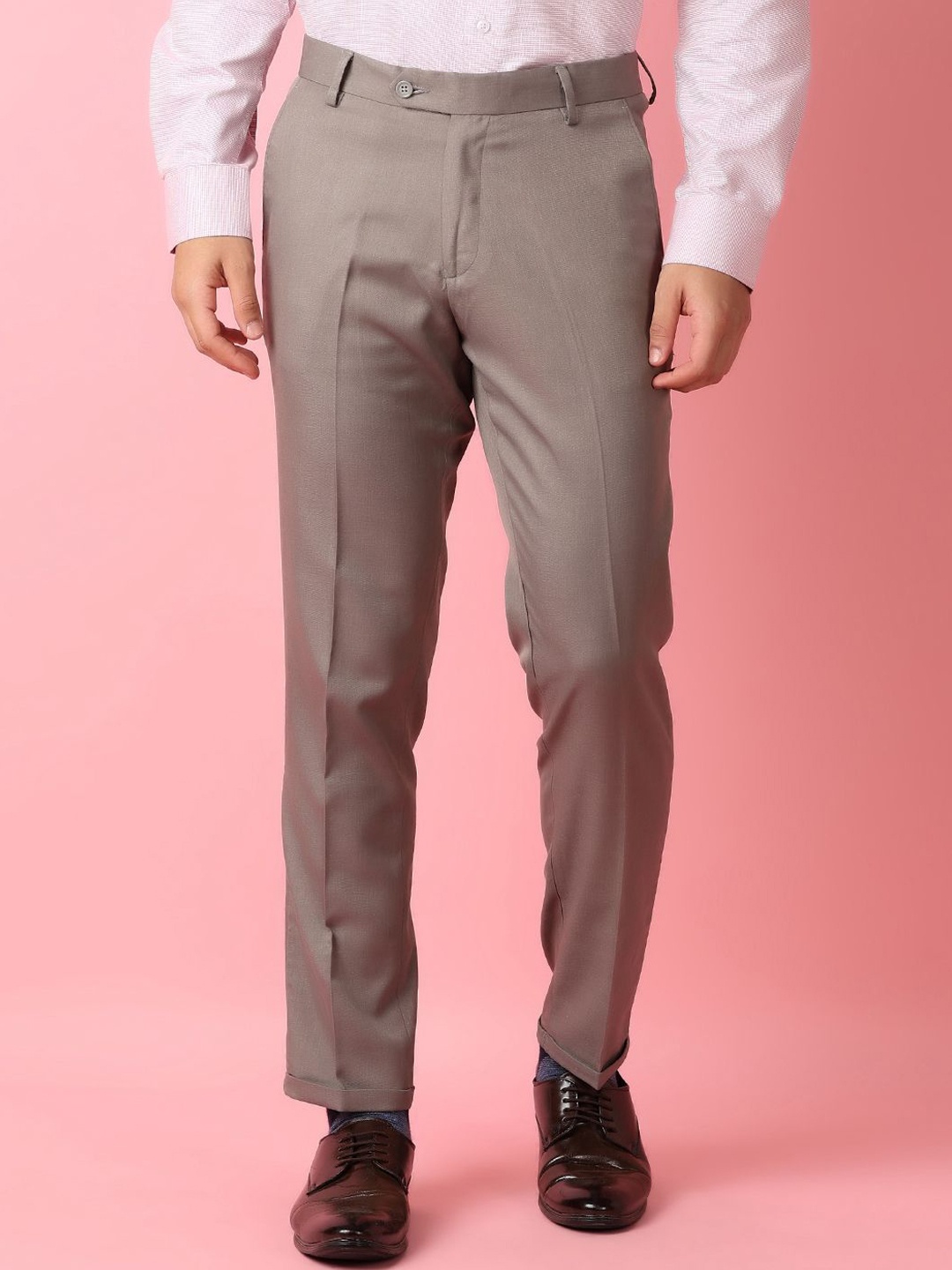 

J White by Vmart Men Cotton Formal Trousers, Beige