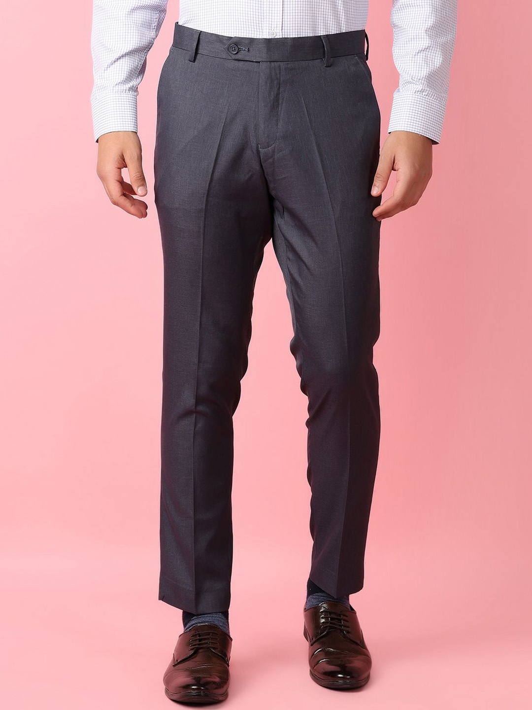 

J White by Vmart Men Mid-Rise Regular Fit Trousers, Blue