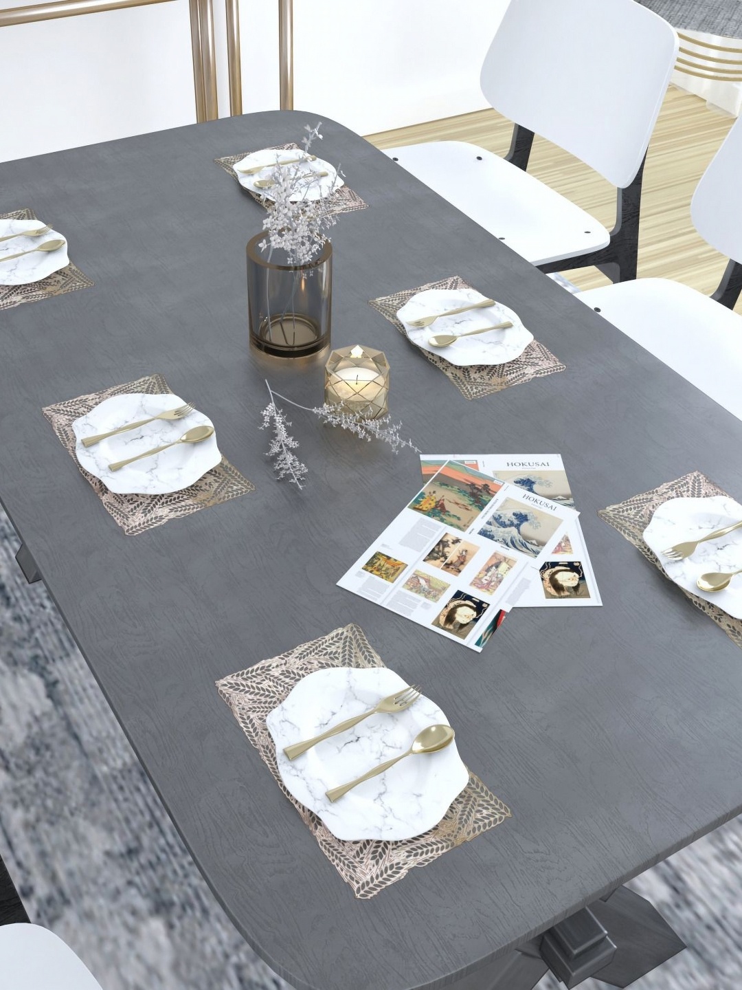 

GROKI Brown 6 Pieces Textured Waterproof Table Placemats