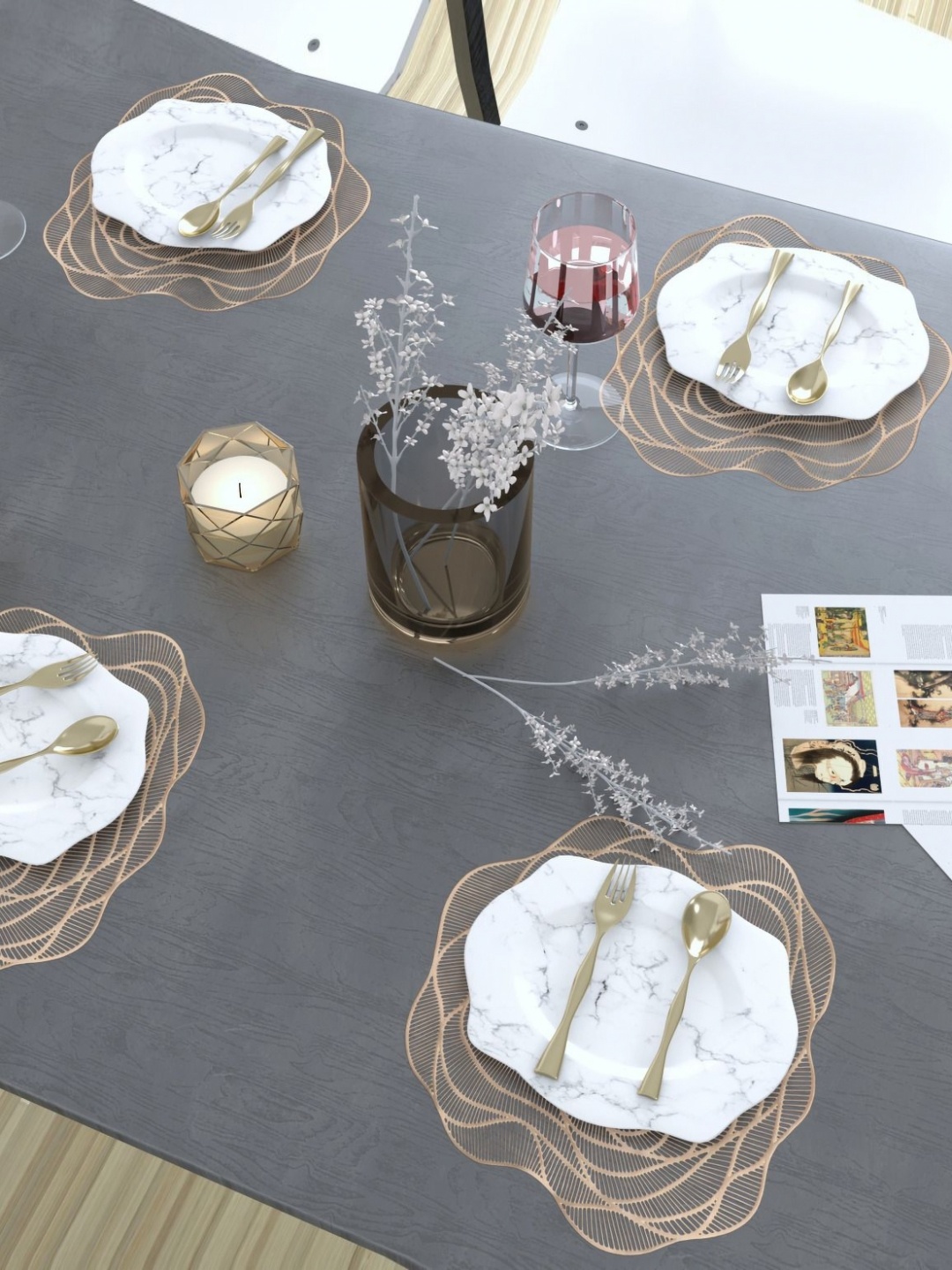 

GROKI Brown 4 Pieces Textured Waterproof Table Placemats