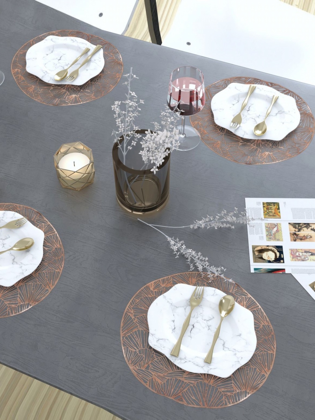 

GROKI Brown 4 Pieces Textured Waterproof Table Placemats