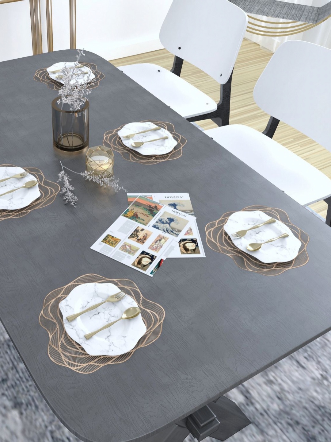 

GROKI Brown 6 Pieces Textured Waterproof Table Placemats