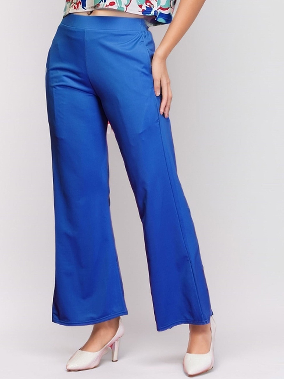 

DressBerry Women Classic Loose Fit High-Rise Easy Wash Trousers, Blue
