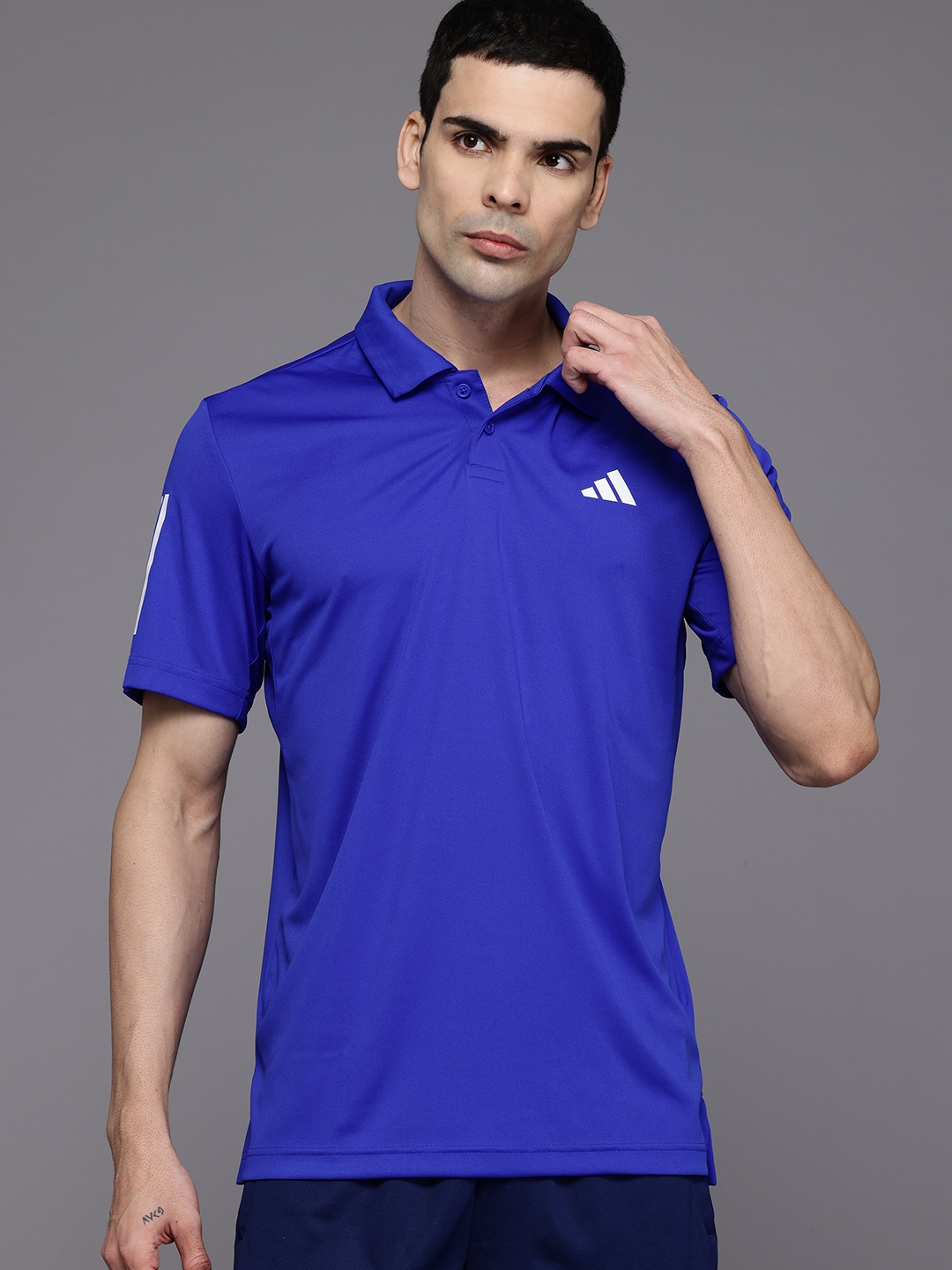 

ADIDAS Brand Logo Printed Club 3Str Polo T-shirt, Blue