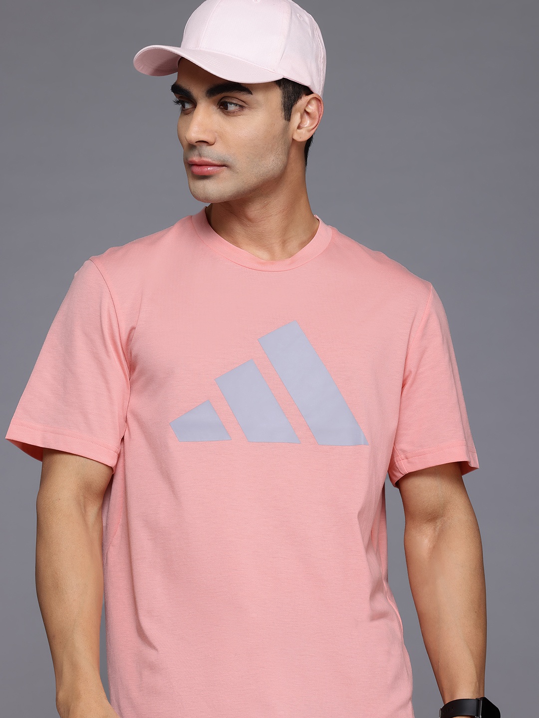 

ADIDAS Train Essentials Feelready Brand Logo Print Gym T-shirt, Pink
