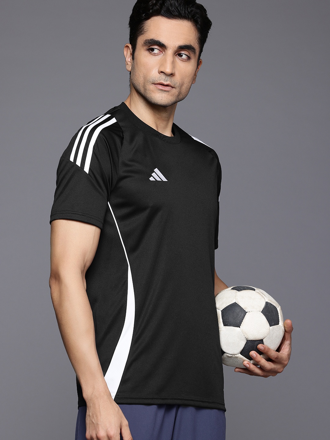 

ADIDAS AEROREADY Printed Slim Fit Football T-shirt, Black