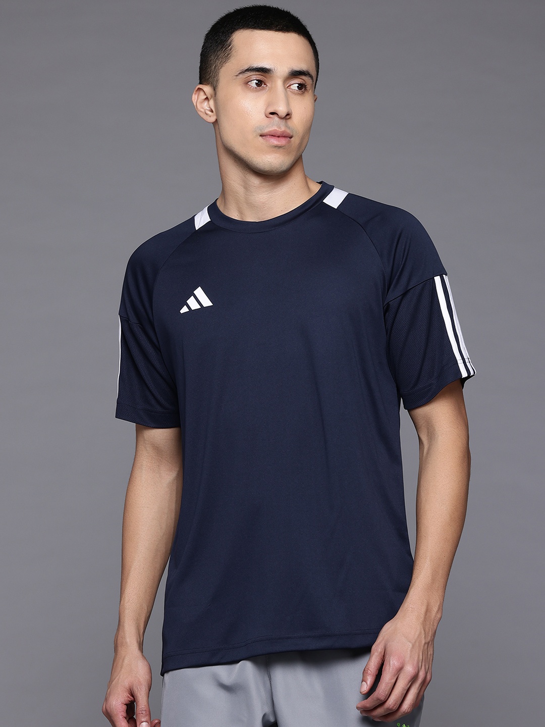 

ADIDAS Round Neck Sereno 3S Training T-shirt, Navy blue