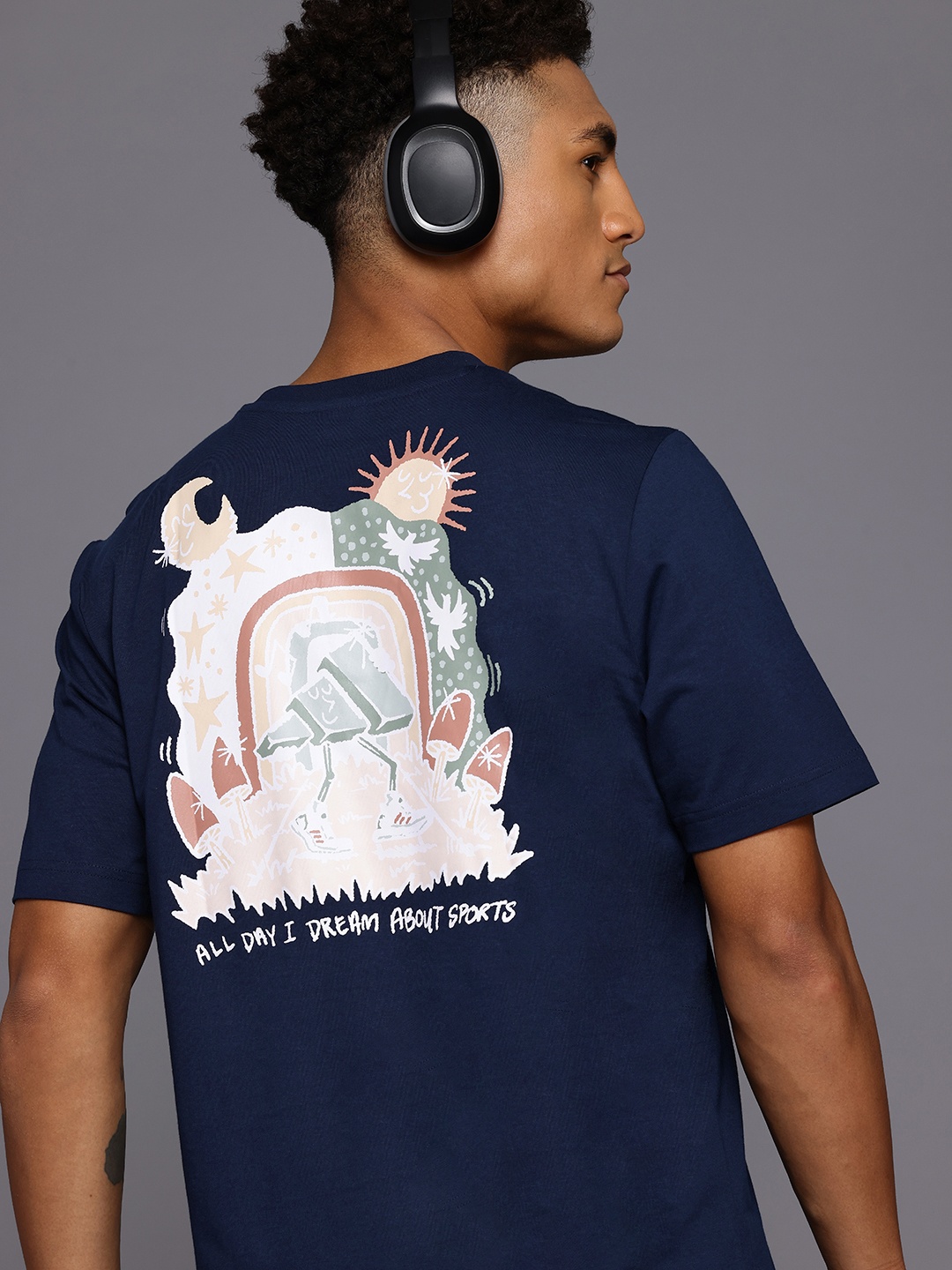 

ADIDAS Doodle Printed Pure Cotton T-shirt, Navy blue