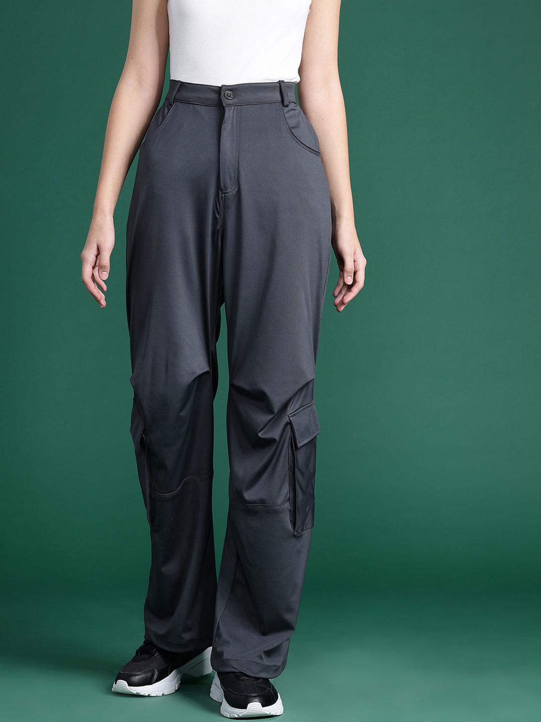 

DressBerry Women Cargo-Style Trousers, Grey