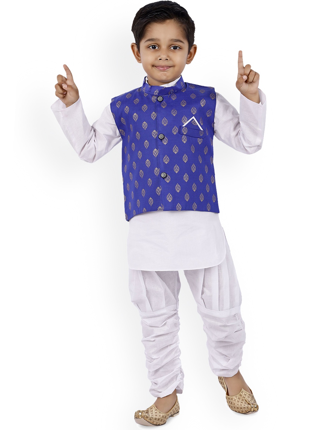 

BAESD Boys Regular Kurta with Pyjamas With Nehru Jacket, Blue