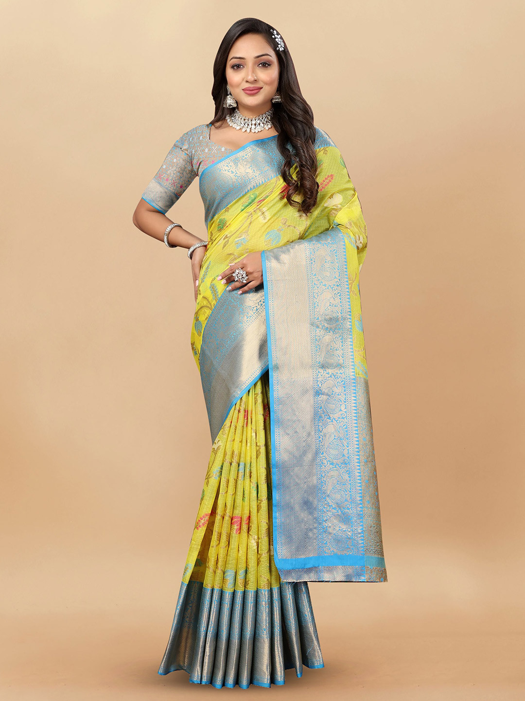 

Upalksh Woven Design Zari Banarasi Saree, Yellow