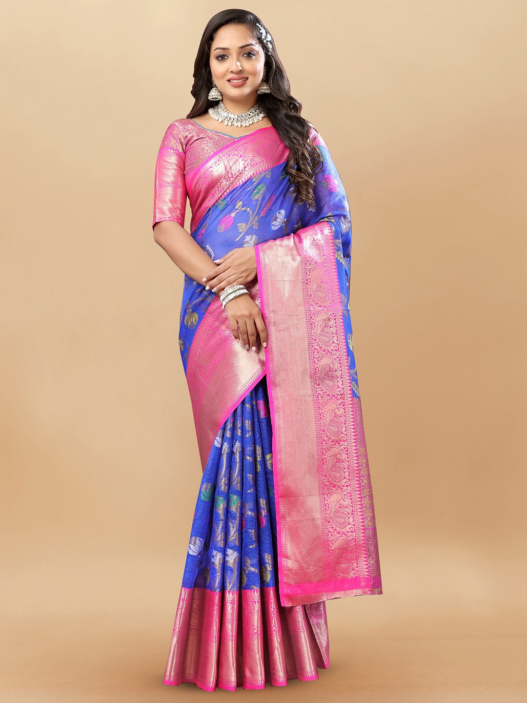 

Upalksh Ethnic Motifs Zari Banarasi Saree, Blue