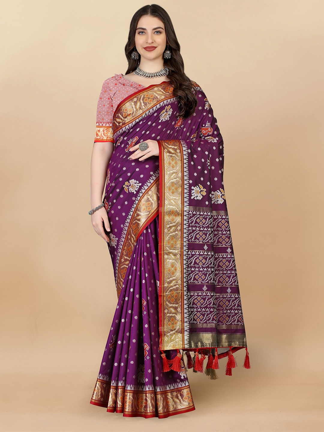 

Upalksh Ethnic Motifs Zari Banarasi Saree, Purple