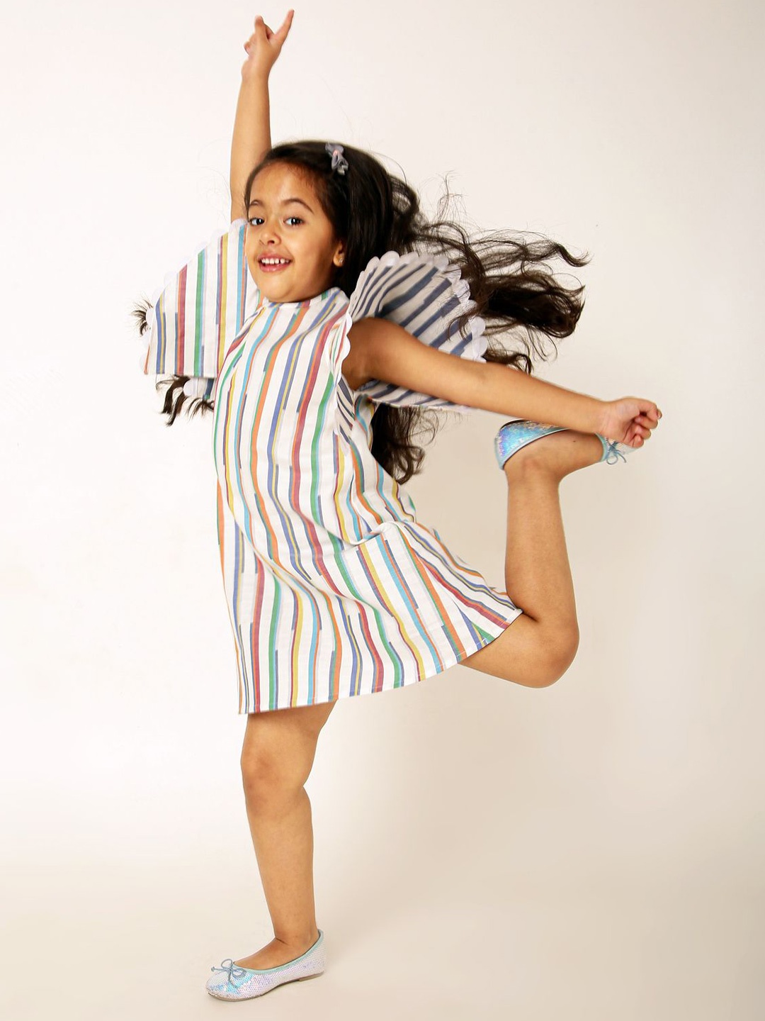 

A Little Fable Girls Striped A-Line Dress, Multi