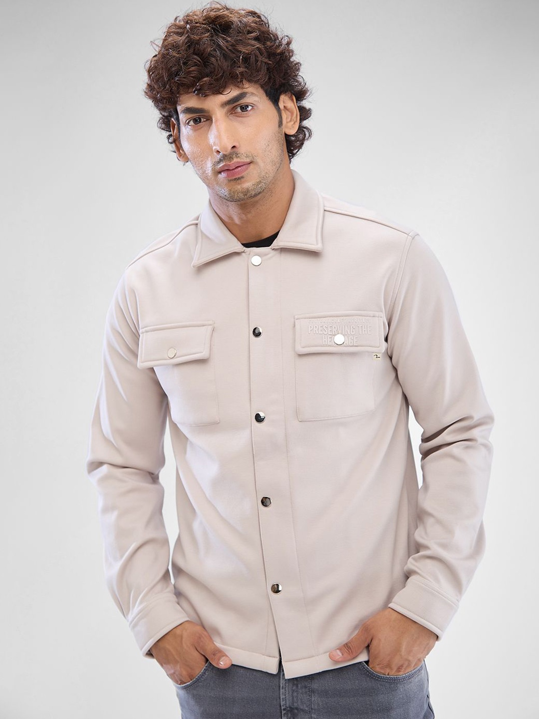 

SPYKAR Men Opaque Solid Spread Collar Casual Shirt, Beige