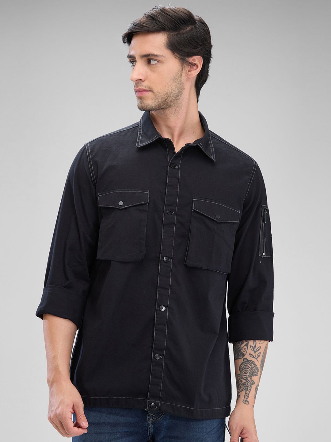 

SPYKAR Men Solid Opaque Casual Shirt, Black